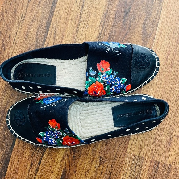 Tory Burch Black Floral Espadrilles - Picture 2 of 4